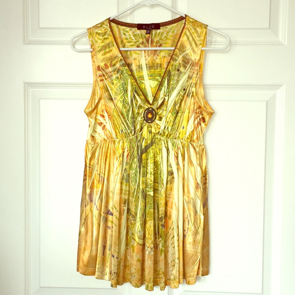 Gold and green satin flow tank